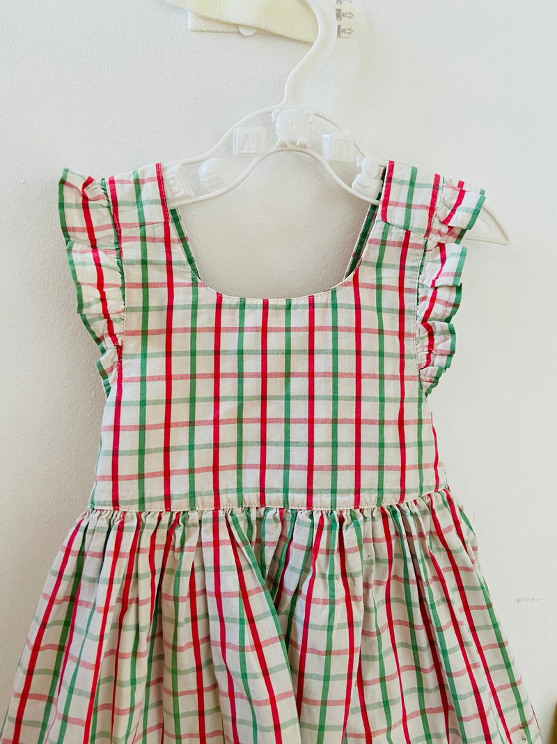 VINTAGE KIDS French Checked Pinafore Dress - 6 MONTHS