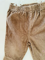 VINTAGE KIDS 90's Brown Cord Embroidered trousers - 12 MONTHS