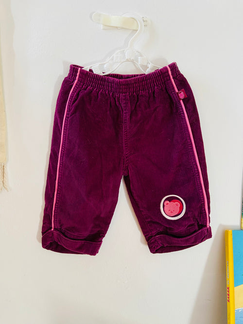 VINTAGE KIDS 90's Purple Cord Trousers - 6 MONTHS
