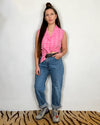 VINTAGE 90's Pink Gingham Sleeveless Top - S/M