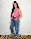 VINTAGE 90's Pink Gingham Sleeveless Top - S/M