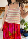 VINTAGE 90's Crochet Stripe Pastel Top - S/M