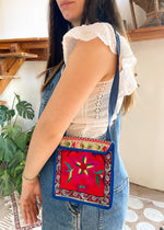 VINTAGE 90's Embroidered Hippy Mini Shoulder Bag - ONE SIZE