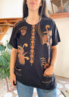 VINTAGE 80's Black Sun Print Tee T-Shirt - S/M