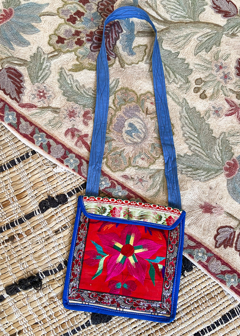 VINTAGE 90's Embroidered Hippy Mini Shoulder Bag - ONE SIZE