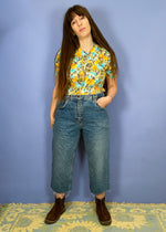 VINTAGE 90's Mid Wash Denim Frayed Hem Jeans - M/L