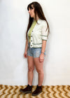 VINTAGE 90's Ribbed Button Up Cropped Cardigan - S
